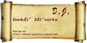Donkó Jávorka névjegykártya